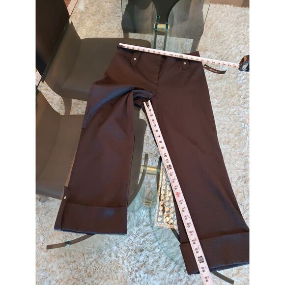 Mesmerize Trouser Pants Women's 10 Black Textured Cotton Stretch Pockets Cuffed - Picture 9 of 13